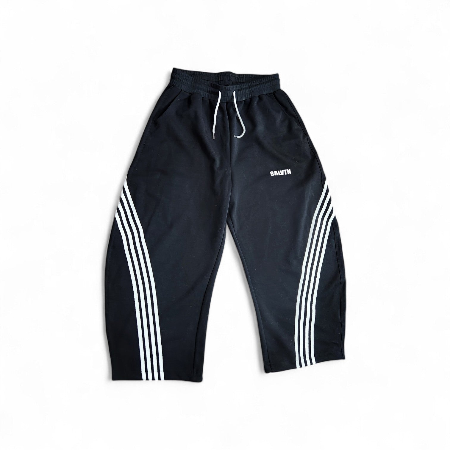 SALVTN- WIDE LEG - ATHLEISURE PANTS (BLACK) (UNISEX)