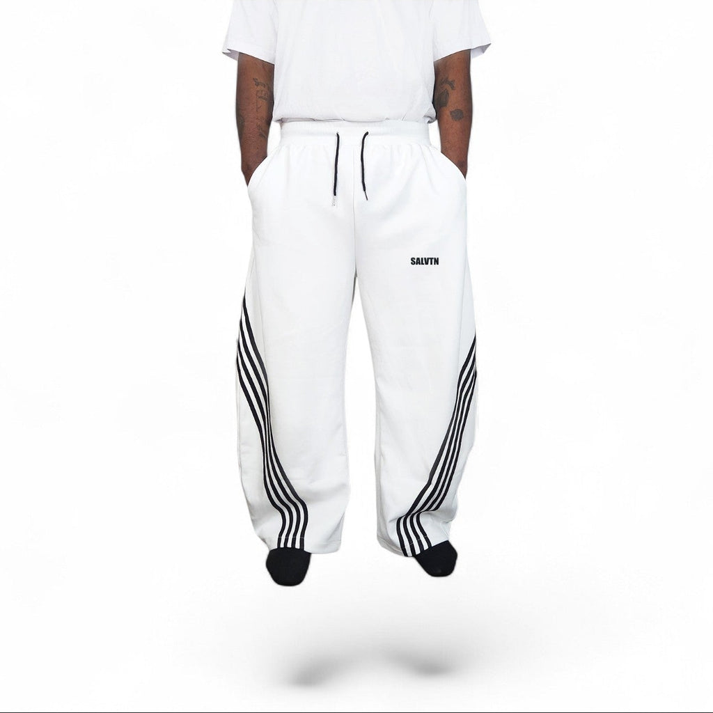 SALVTN- WIDE LEG - ATHLEISURE PANTS (WHITE) (UNISEX)