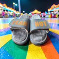 SALVTN SLIDES (ORANGE/GREY) (FAUX FUR)