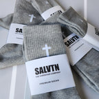 SALVTN SOCKS- CROSS (GREY/WHITE)