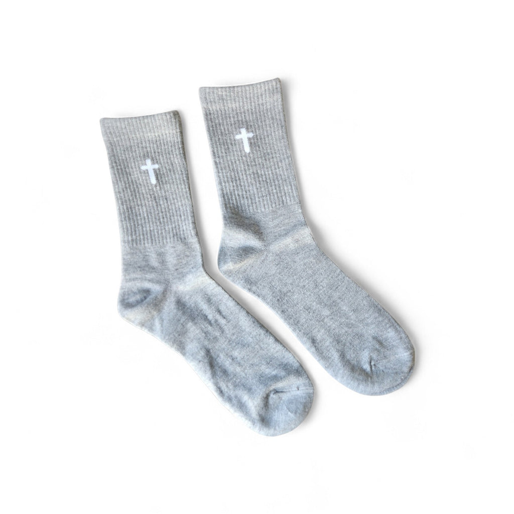SALVTN SOCKS- CROSS (GREY/WHITE)