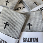 SALVTN SOCKS- CROSS (GREY/BLACK)