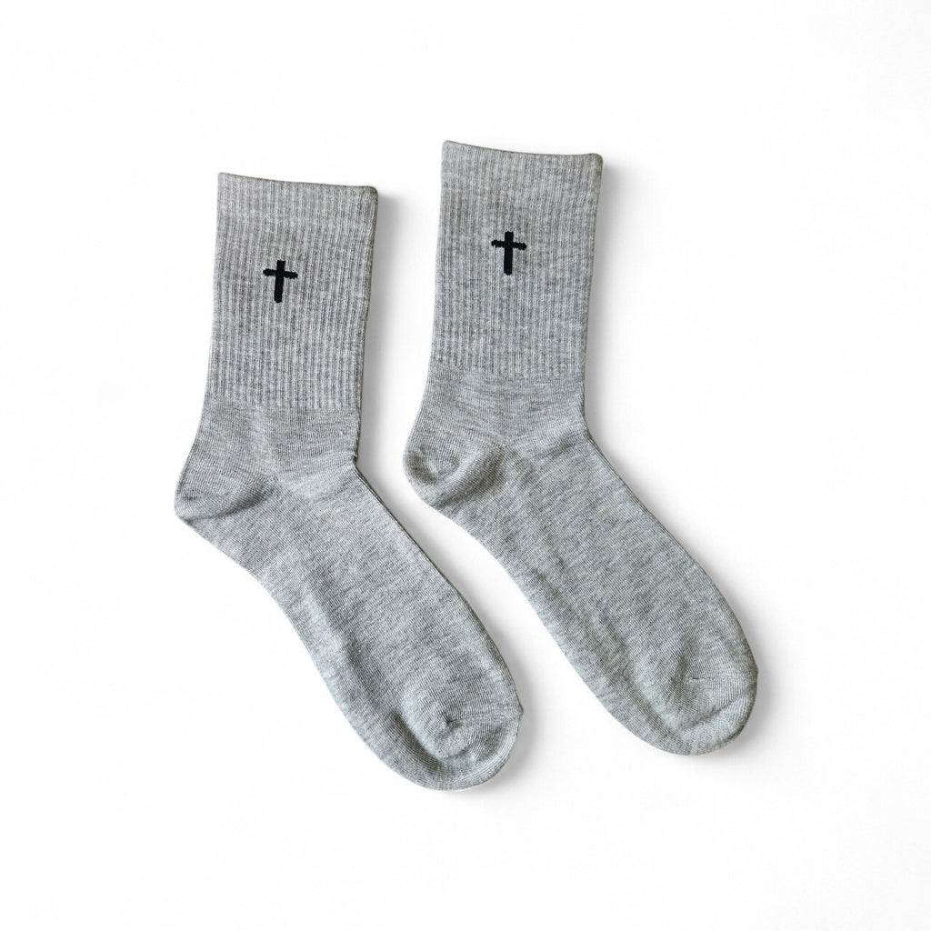 SALVTN SOCKS- CROSS (GREY/BLACK)