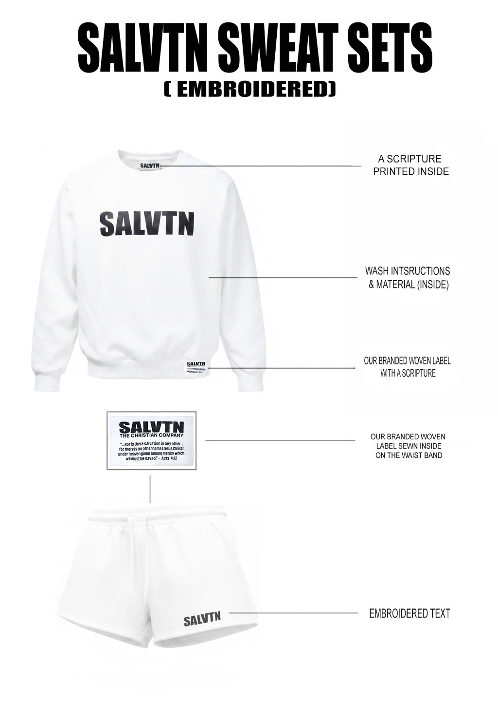 SALTVN SWEAT SET (WHITE/BLACK)
