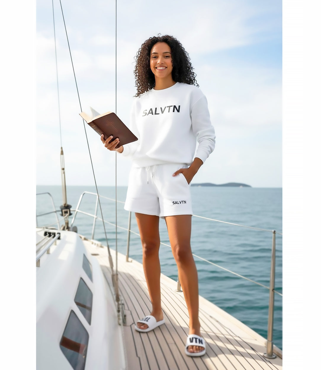 SALTVN SWEAT SET (WHITE/BLACK)
