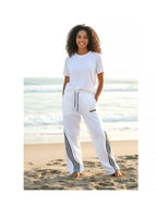 SALVTN- WIDE LEG - ATHLEISURE PANTS (WHITE) (UNISEX)