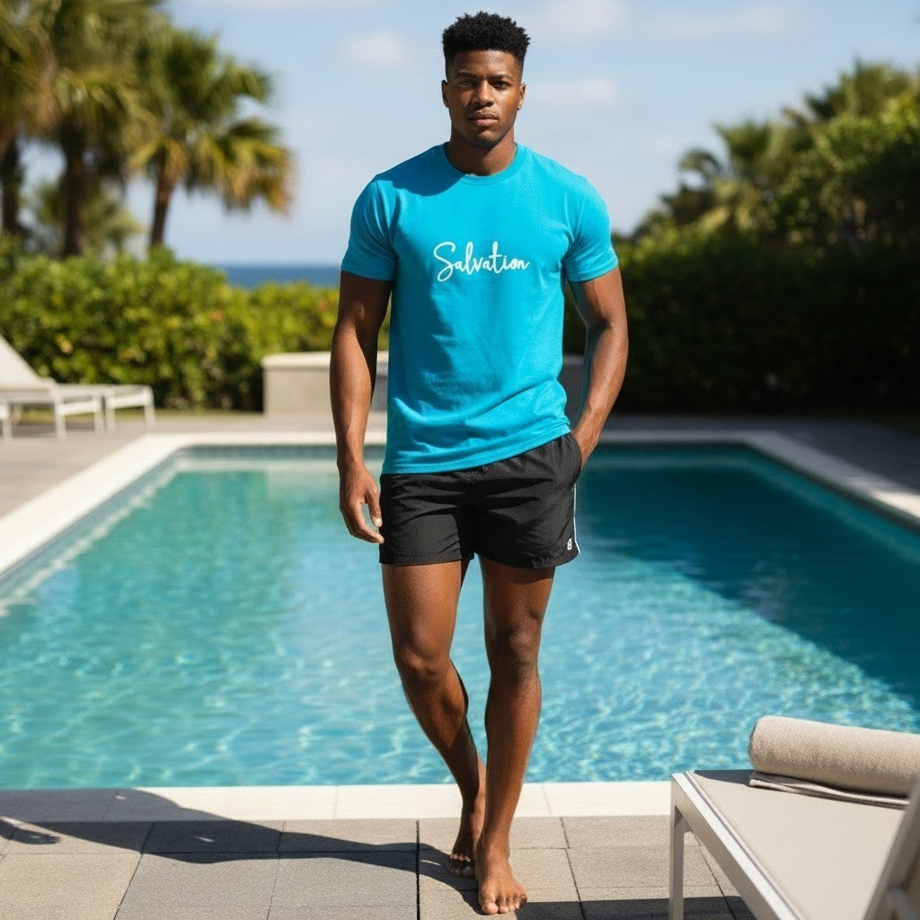 SALVTN TROPICAL TEE (AQUA)
